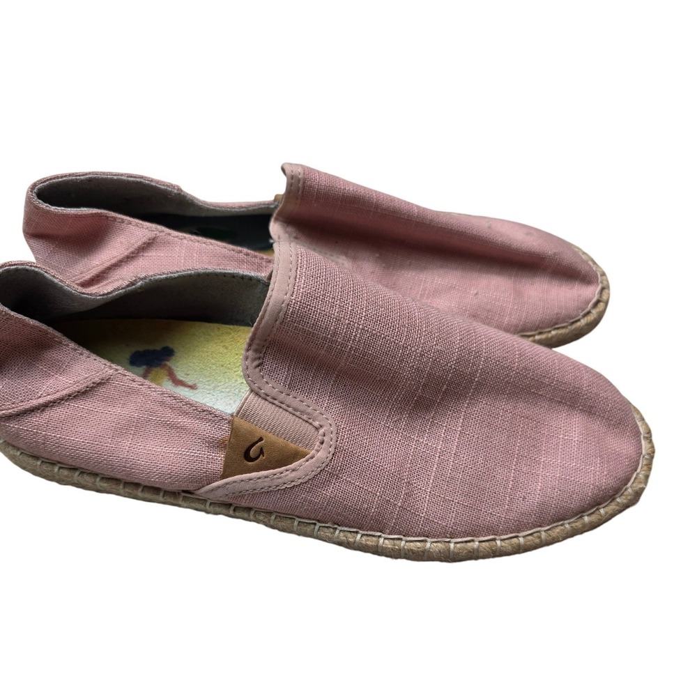Olukai Kaula Pa'a‎ Kapa Pink Espadrille Slip On Shoes 20449-4L4L Womens 8 A3